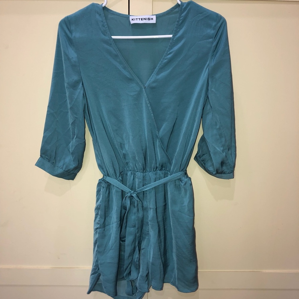 Teal kittenish romper